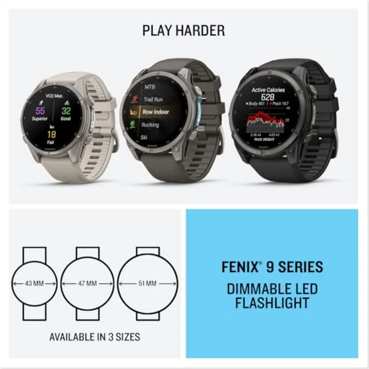 GARMIN fēnix 9, 51 mm Multisport GPS-Smartwatch mit AMOLED Touchdisplay, Titan-Lünette, Saphirglas, Kieselgrau – Bild 7