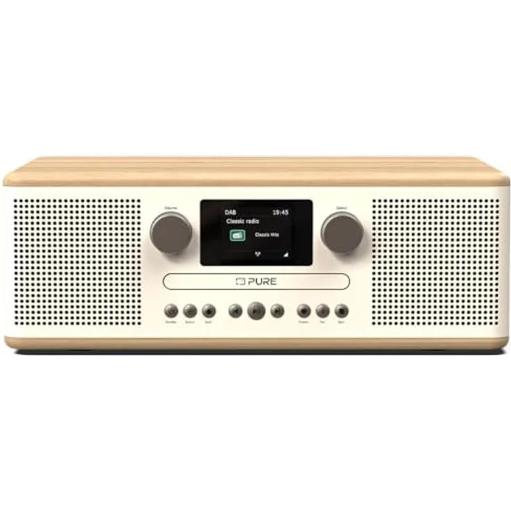 Pure Classic C-D6 Musiksystem (CD-Player, DAB+/FM, Bluetooth, AUX, USB, Wecker, Sleeptimer) Cotton White/Oak
