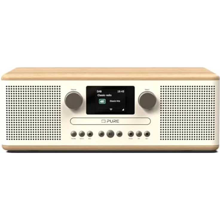 Pure Classic C-D6 Musiksystem (CD-Player, DAB+/FM, Bluetooth, AUX, USB, Wecker, Sleeptimer) Cotton White/Oak – Bild 1