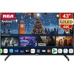 RCA QLED Smart TV 43 Zoll UHD 4K HDR Android TV mit WiFi Bluetooth HDMI Triple Tuner YouTube Netflix Prime Video VEVO Disney+ - Schwarz