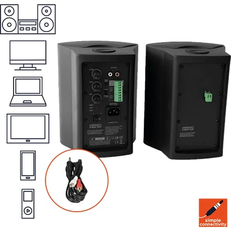 celexon Aktivlautsprecher-Set schwarz - 2X 30W - leistungsstarke Audio-Boxen - inkl Wandhalterung – Bild 5