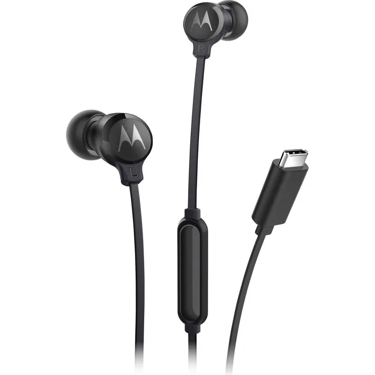 Motorola In Ear Kopfhörer, 9,4-mm-Treiber, Mikrofon mit Stummschaltung, schwarz
