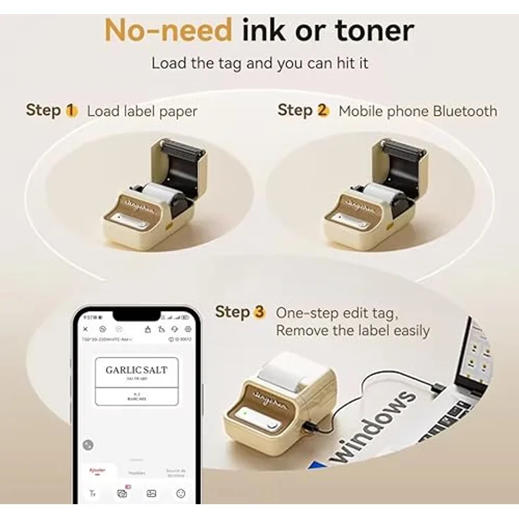 Niimbot B21 Pro Portable Label Printer, Etikettendrucker mit Bluetooth, 48 mm Druckbreite, Cream Weiß – Bild 3