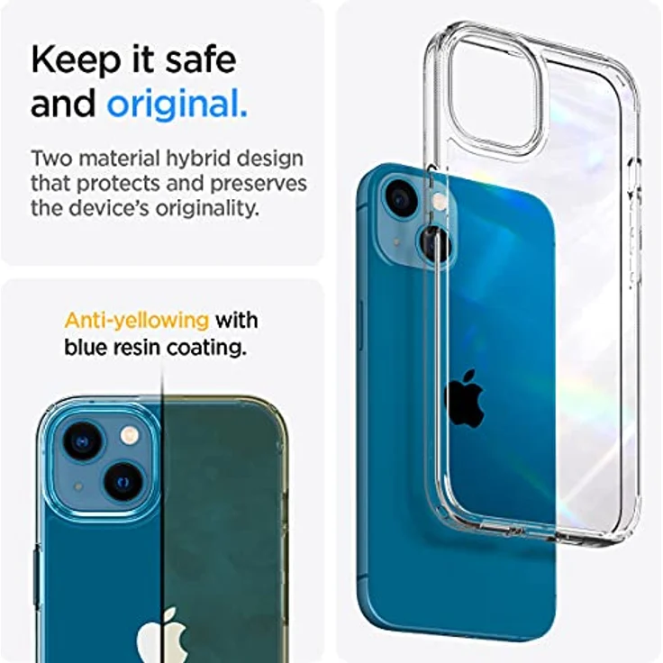 Spigen für iPhone 13 Ultra Hybrid Hülle [Anti-Yellowing] Case Handyhülle Schutzhülle Cover Transparent Durchsichtig Dünn Slim -Crystal Clear – Bild 4
