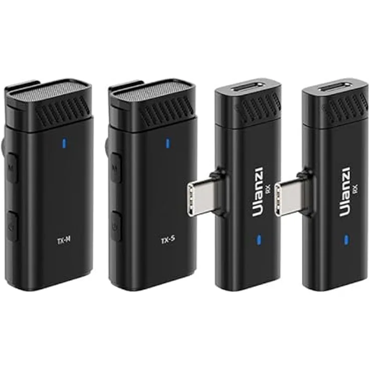 Ulanzi HM2301, Dual Transmitter Multi Device Wireless Microphone, kompakt und benutzerfreundlich für Interviews und Präsentationen