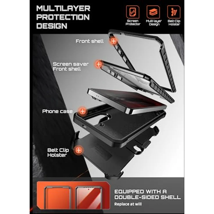 SUPCASE UBPro Mag Hülle für Samsung Galaxy S26 Plus 6,7'', Schwarz – Outdoor Bumper Case mit MagSafe, 2 Frontrahmen (mit/ohne Displayschutz), Militärstandard Fallschutz und integriertem Ständer – Bild 5