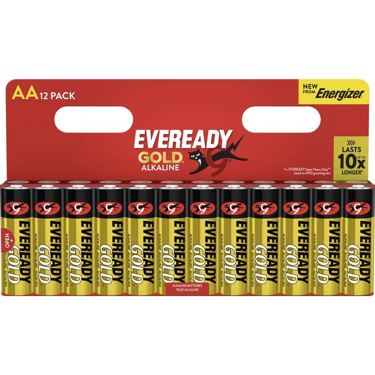 Eveready E304401200 Mignon (AA) Alkaline-Batterien 1.5V, 12er Pack für Geräte mit niedrigem bis mittlerem Stromverbrauch