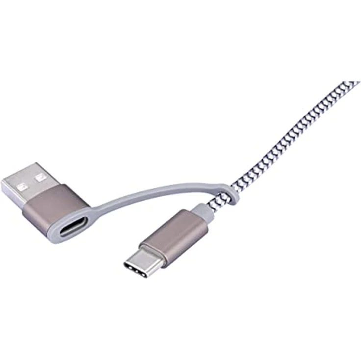 TROIKA Ladekabel 3 in 1, USB-C auf Micro-USB/Lightning/USB-C, 1 Meter, grau, Schlüsselanhänger für gleichzeitiges Laden von bis zu 3 Geräten – Bild 4