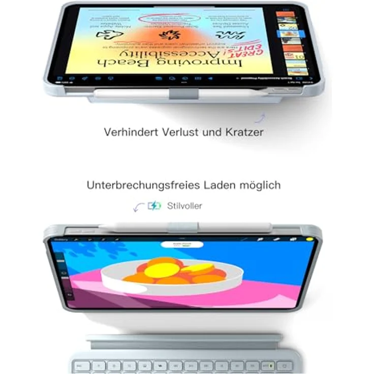 Inateck Hülle mit Tastatur für iPad Air 11 M4/M3/M2 (2026/2025/2024) und iPad Pro 11, 5,1 Zoll, abnehmbar, großes Touchpad, mit Stifthalter, dünn und leicht – Bild 6