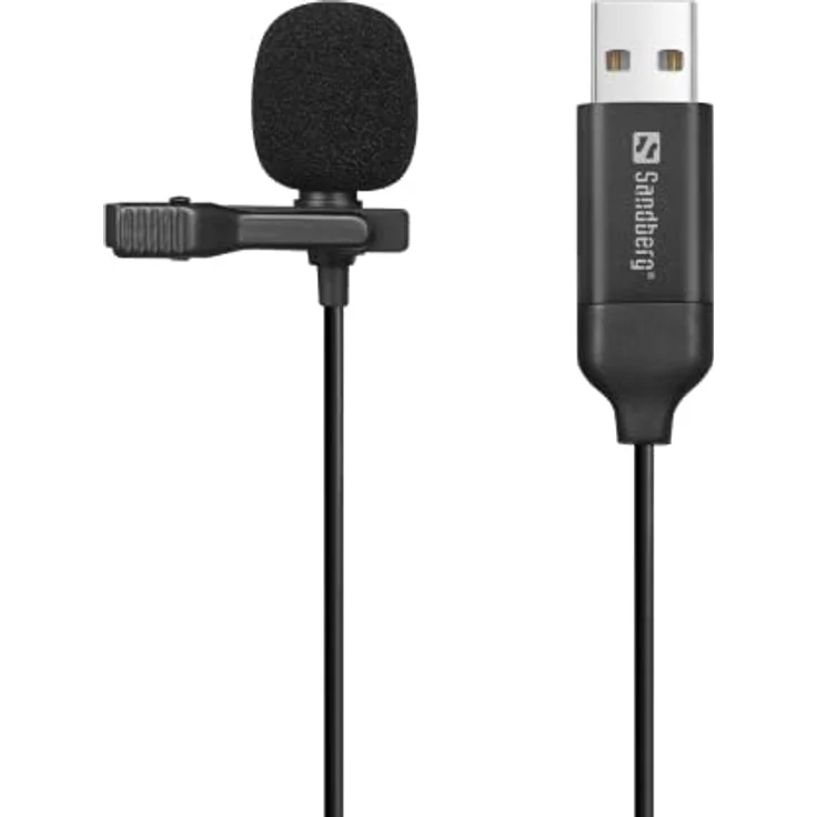Sandberg Streamer USB Clip Microphone, Omnidirektionales Lavalier Ansteckmikrofon für Computer Laptops, USB-A, Plug & Play, Kabelmikrofon mit Clip, Online-Meetings Gaming Video Recording Streaming – Bild 1