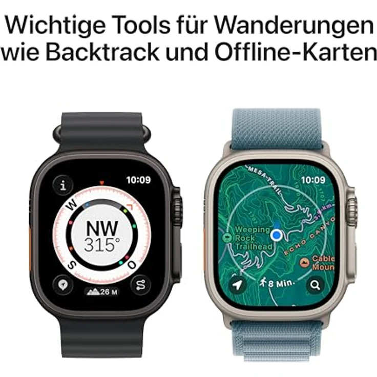 Apple Watch Ultra 3 GPS + Cellular, 49mm, Titangehäuse Schwarz, Ocean Band Schwarz - One Size – Bild 5