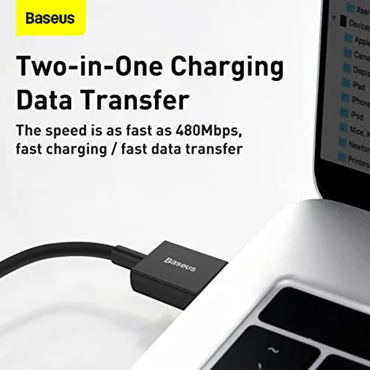 Baseus CATYS-A01 USB-zu-USB-C Kabel, 66W Schnellladung und 480 Mbps Datenübertragung, 2m, schwarz – Bild 6