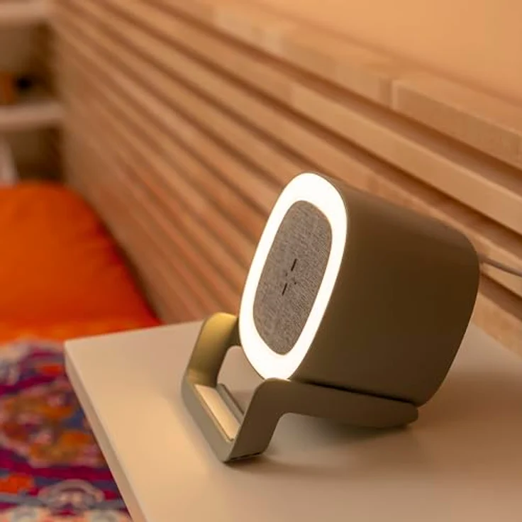 InnovaGoods 4 in 1 Kabelloses Ladegerät mit LED-Lampe, Bluetooth Lautsprecher, Induktionsladung 10W, Touch-Steuerung, rutschfest, Grau – Bild 3