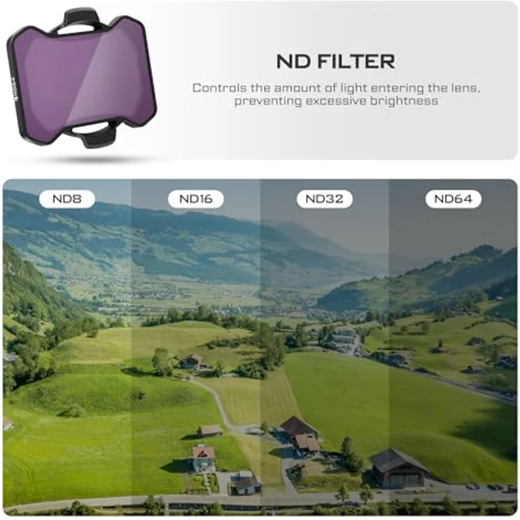 Freewell ND Filters 4Pack ND8, ND16, ND32, ND64 für DJI Avata 2, Drohnen-Zubehör mit hochwertigem optischem Glas, leicht und kratzfest – Bild 3