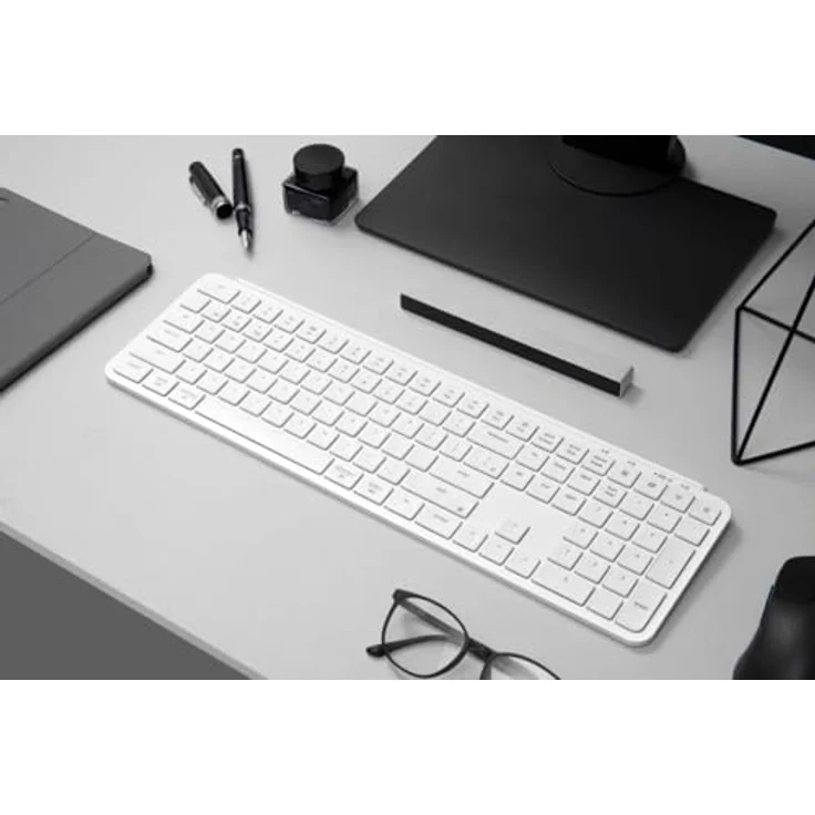 Keychron B6 Pro Ultra-Slim Kabellose Tastatur mit ZMK-Anpassung, QWERTY us ansi Layout, 3-Modi Bluetooth/2,4 GHz/Kabelgebundenes Leichtgewicht mit 1.200 Stunden Akkulaufzeit für Mac/Windows - Weiß – Bild 4