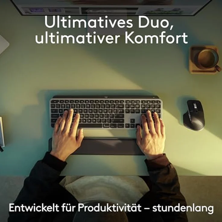 Logitech MX Keys S Combo for Mac, kabellose Tastatur/Maus mit Handballenauflage, beleuchtete Tastatur, schnellscrollende Maus, Bluetooth USB C für MacBook Pro/MacBook Air/iMac/iPad, QWERTZ DE - Grau – Bild 2