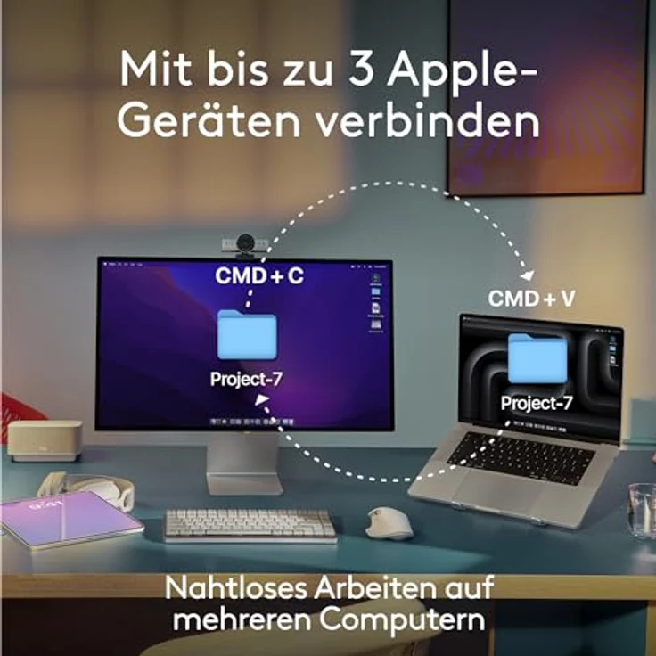 Logitech MX Keys S for Mac (DE, Kabellos), Tastatur, Grau mit Apple-Oberflächen und Logi Options+ Smart Actions – Bild 7