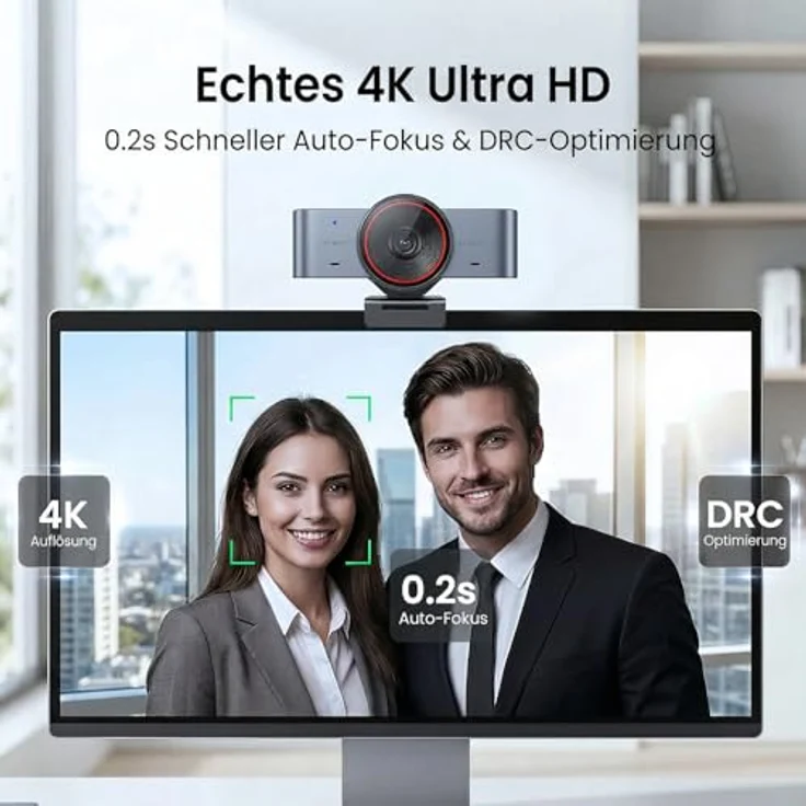 EMEET C960 Ultra Webcam 4K, USB Webkamera für Mac mit 1/1,5" Sensor, schneller Autofokus und integrierter Datenschutzabdeckung – Bild 3