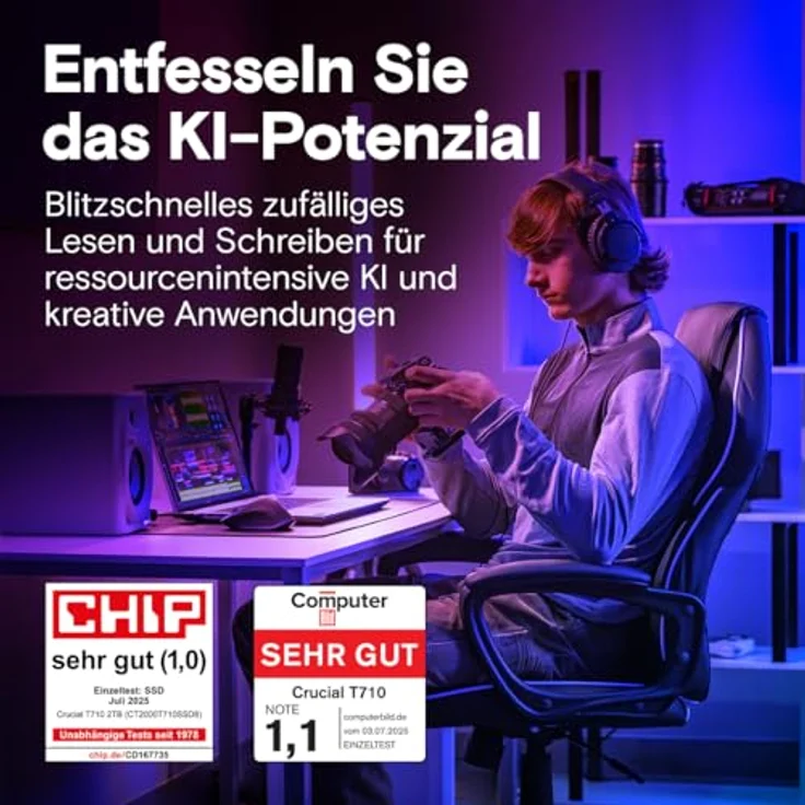 Crucial T710 SSD 1TB M.2 NVMe PCIe 5.0, bis zu 14.900 MB/s Lesen, 13.700 MB/s Schreiben, interne Festplatte für Laptop und Desktop PC, TLC NAND, CT1000T710SSD8-01 – Bild 3