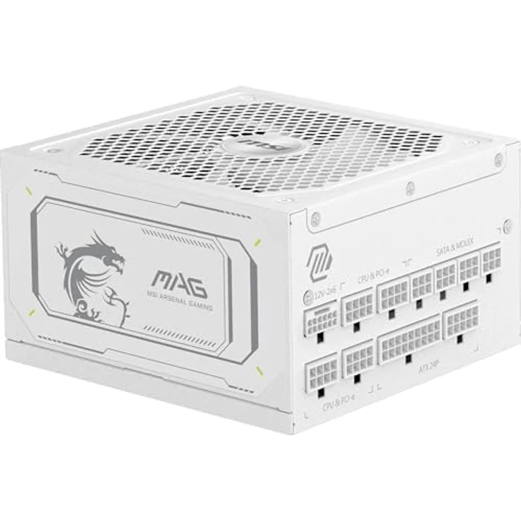 MSI MAG A1000GL PCIE5 White Netzteil, 1000 W, 80 Plus Gold, ATX 3.1, modulare Bauweise, PCIe 5.1 GPU-Unterstützung, weiße Kabel – Bild 1