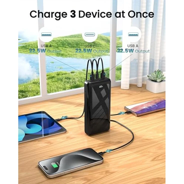 Bextoo Power Bank 27000mAh, 22,5W PD20W USB-C Powerbank mit LED-Anzeige, Tragbares Ladegerät für iPhone 16 15 14 13 12 11 Pro – Bild 5