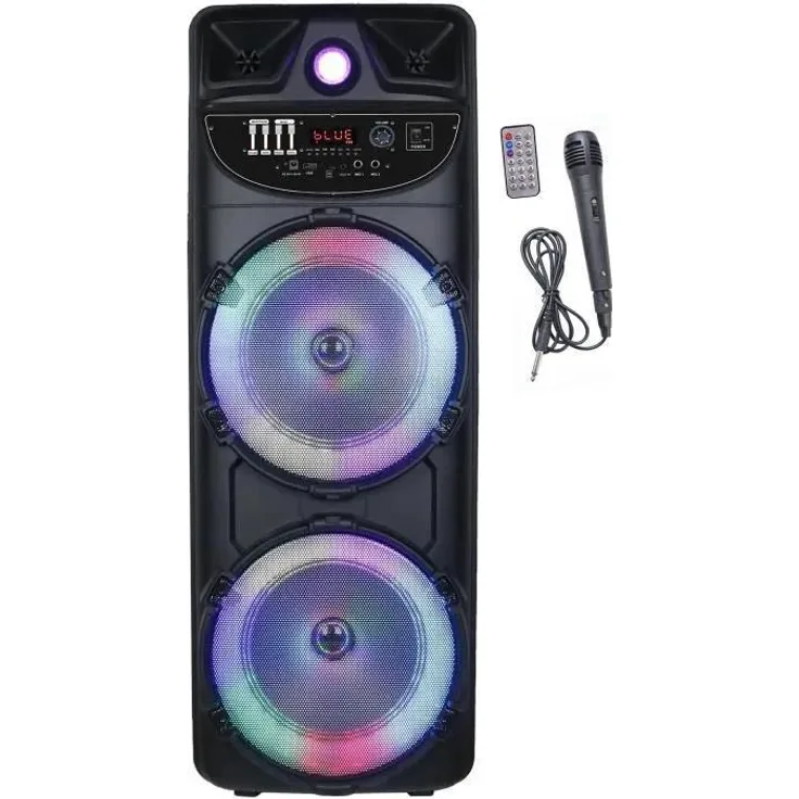 INOVALLEY MS02-XXL-N Karaoke-Lautsprecher mit Beleuchtung, Bluetooth 5.0, 1000 W, tragbar, schwarz, mit Fernbedienung und integrierten TWS-Funktionen