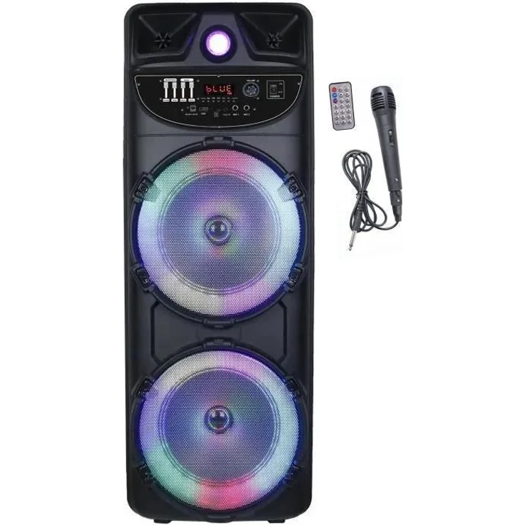 INOVALLEY MS02-XXL-N Karaoke-Lautsprecher mit Beleuchtung, Bluetooth 5.0, 1000 W, tragbar, schwarz, mit Fernbedienung und integrierten TWS-Funktionen