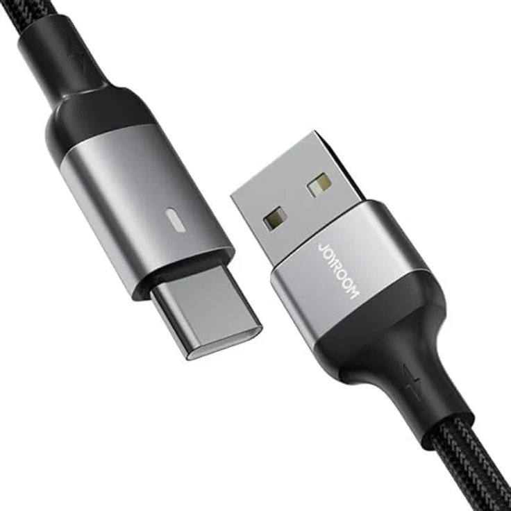 Joyroom USB-C 3A Kabel S-UC027A10, 1,2 m schwarz, schnelles Aufladen und 480 Mbit/s Datenübertragung mit LED-Indikator – Bild 2