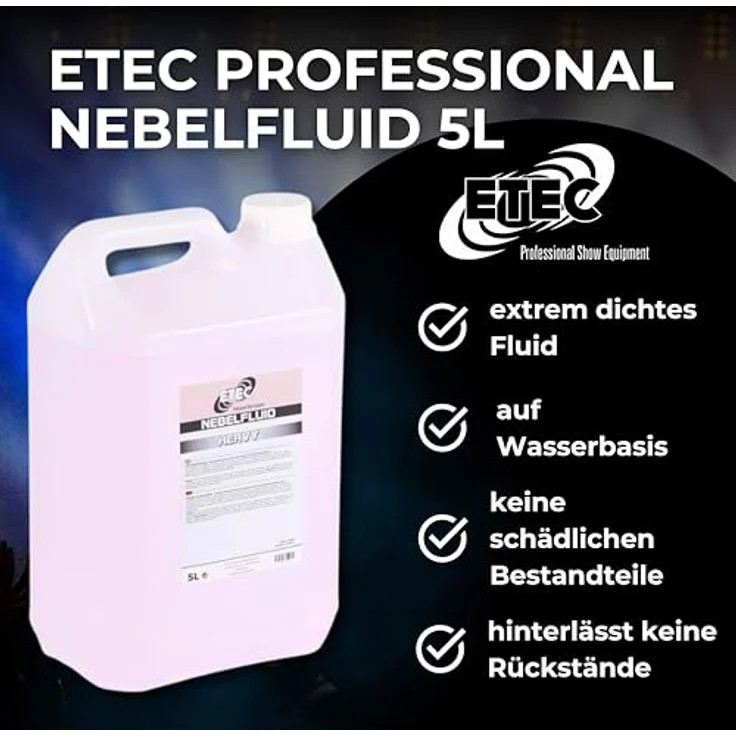 ETEC Professional Nebelfluid 5 Liter, Heavy Fog Wasserbasis Flüssigkeit für Nebelmaschinen, extrem dicht für Outdoor-Einsatz – Bild 3