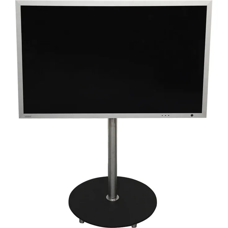 Wissmann Designer TV-Ständer aro art 139-R-1, runder Sockel D=60cm, schwarz für TV 40“-75“, 360° drehbar, Edelstahl-Säule