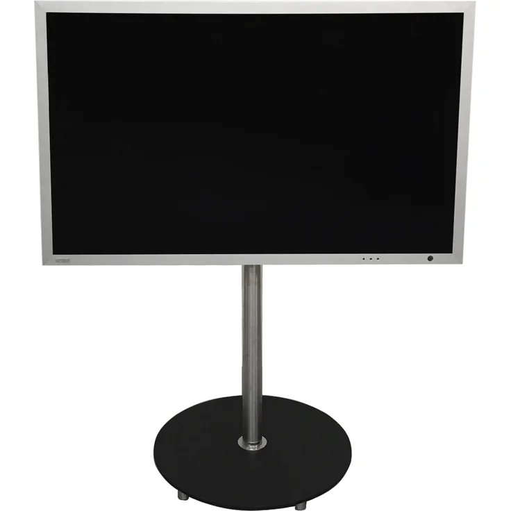 Wissmann Designer TV-Ständer aro art 139-R-1, runder Sockel D=60cm, schwarz für TV 40“-75“, 360° drehbar, Edelstahl-Säule