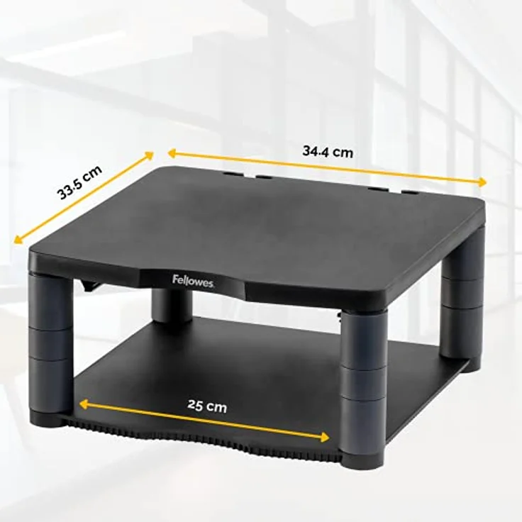Fellowes Monitorständer Premium, höhenverstellbar in 5 Stufen, ergonomisch, sehr stabil für Monitore bis 21 Zoll,), mit Ablage – Bild 3