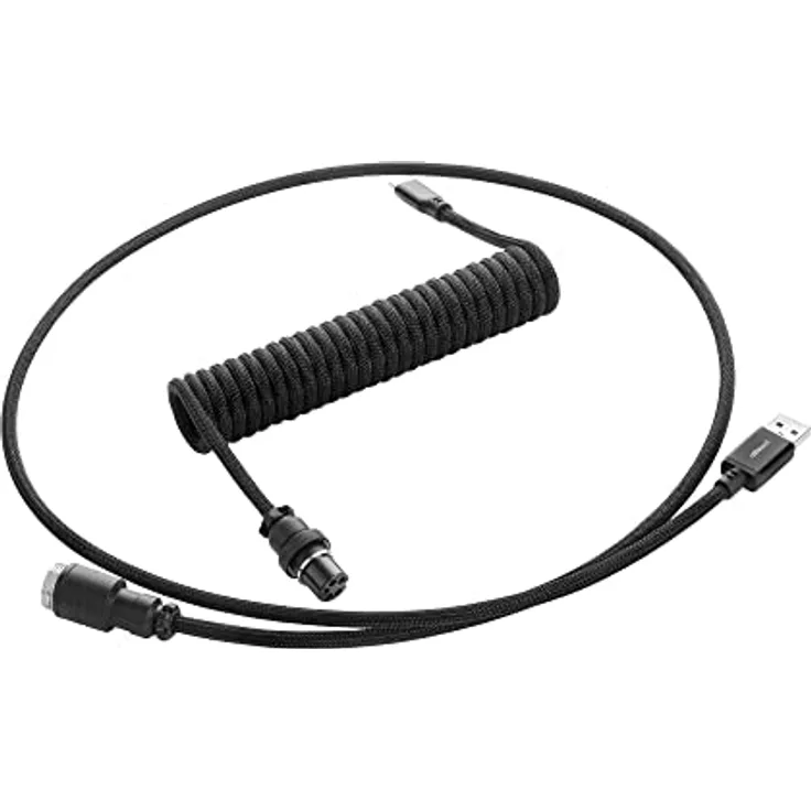 CableMod Pro Coiled Keyboard Cable USB-C zu USB Typ A, 1.50 m, Midnight Black, doppelte Ummantelung, Aviator-Plug, USB 2.0