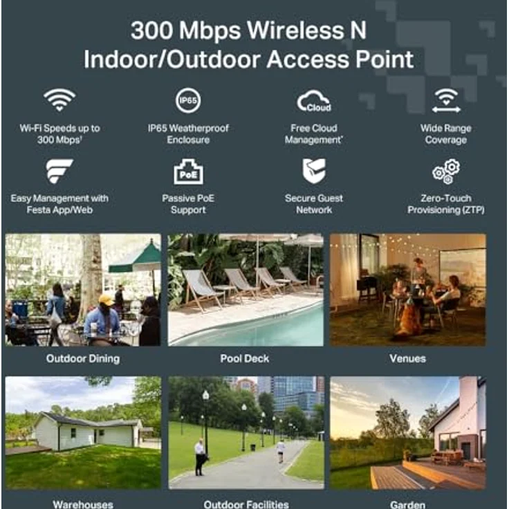 TP-Link Festa F41-Outdoor Access Point N300, Wetterfestes IP65 Gehäuse, Kostenlose Cloud-Verwaltung, Unterstützung für passives PoE, Große Reichweite Abdeckung – Bild 4