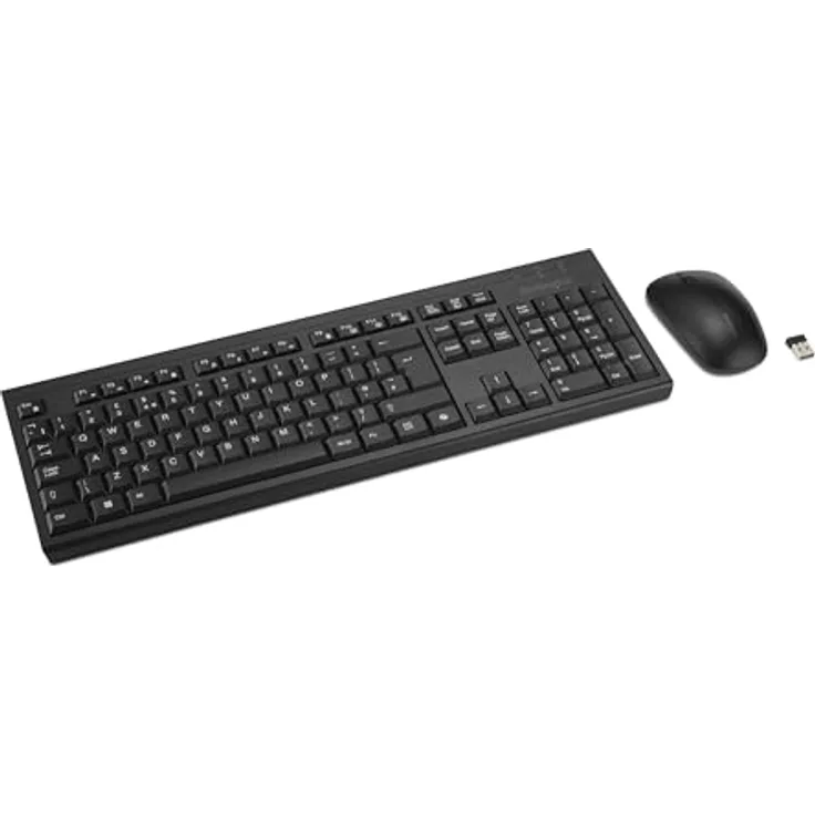 Kensington KM270 EQ Set Wiederaufladbare kabellose Full-Size Tastatur und Maus, spritzwassergeschützt, 2,4 GHz & BT 5.0, Schwarz