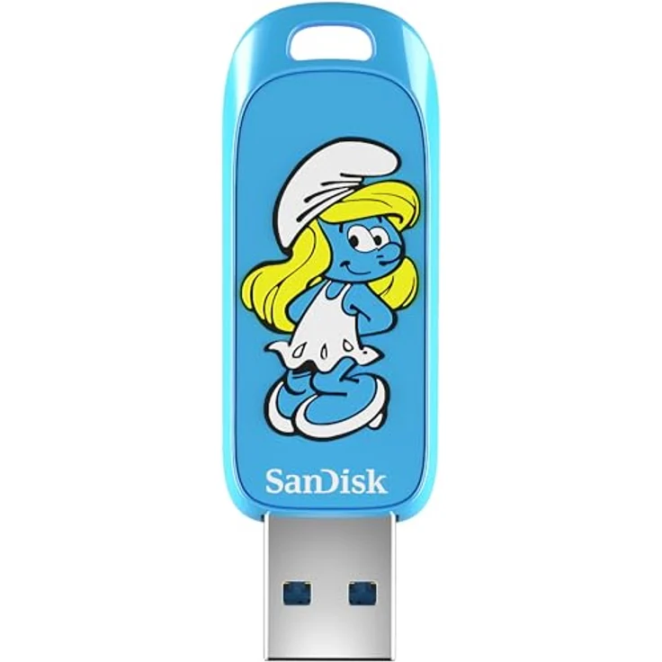 SanDisk Schlumpfine USB Stick, 256 GB, schlumpfige Limited Edition mit Lesegeschwindigkeiten bis zu 130 MB/s, schlumpf-blau – Bild 1