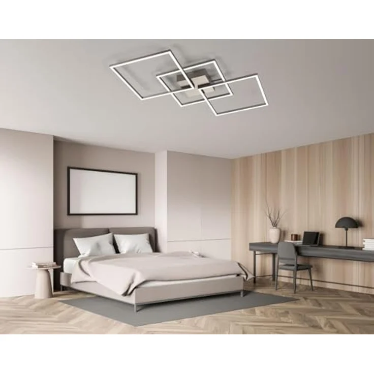 IMPTS LED Deckenleuchte Eckig Dimmbar Deckenlampe 34W Modern Wohnzimmerlampe Metall Deckenbeleuchtung mit Fernbedienung 3000-6500K für Schlafzimmer Wohnzimmer Küche Flur Balkon, Memory-Funktion, Nachtlichtmodus, hohe Farbwiedergabe – Bild 4