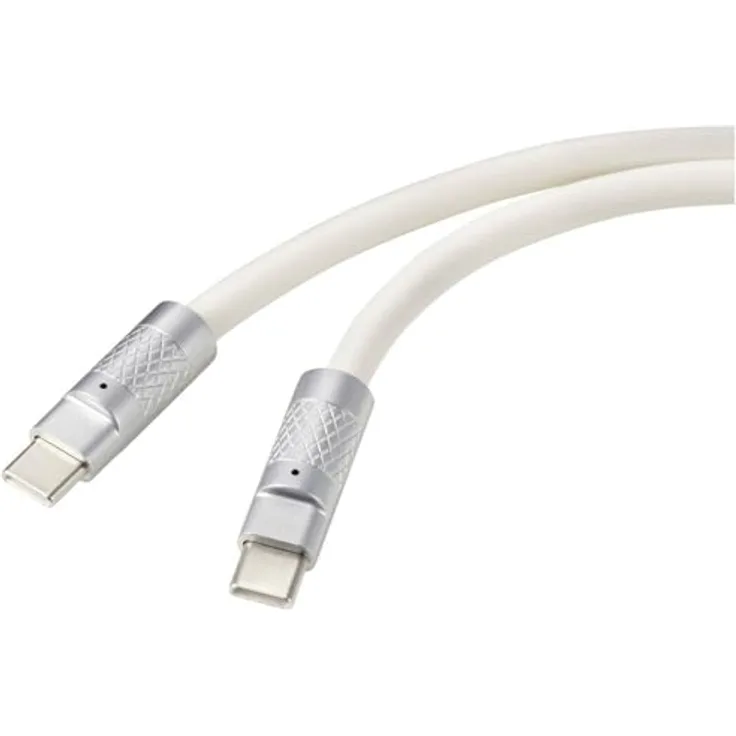 Renkforce USB-C Kabel 0.50 m, USB 2.0 mit hochwertigem, biegsamem Mantel, Weiß