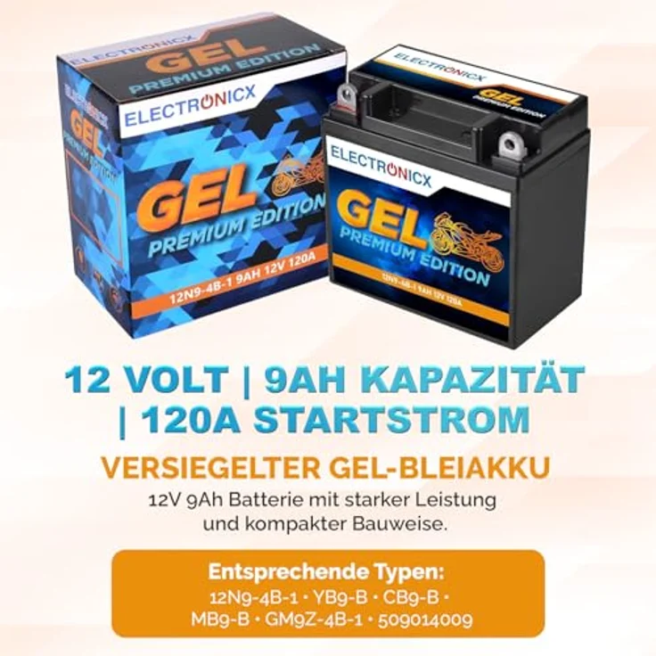 Electronicx GEL-12N9-4B-1 GEL Batterie 9Ah 12V, wartungsfrei, auslaufsicher, vibrationsfest für Motorrad, Roller, Quad und ATV – Bild 5