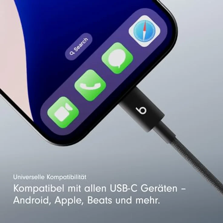 Beats USB-C auf USB-C Kabel, 20 cm, Schnelles Laden, Langlebiges und Verwicklungsfreies Design, Power-Schwarz – Bild 3