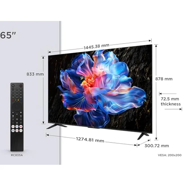 TCL 65V6C 65 Zoll Direct LED TV, 4K HDR Fernseher, Smart TV mit Dolby Audio, Motion Clarity, Google Assistant & Alexa, Schwarz – Bild 2
