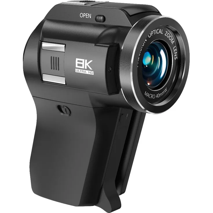 INF Vlogging-Kamera, 75M Pixel CMOS-Sensor, 8x optischer Zoom, Schwarz