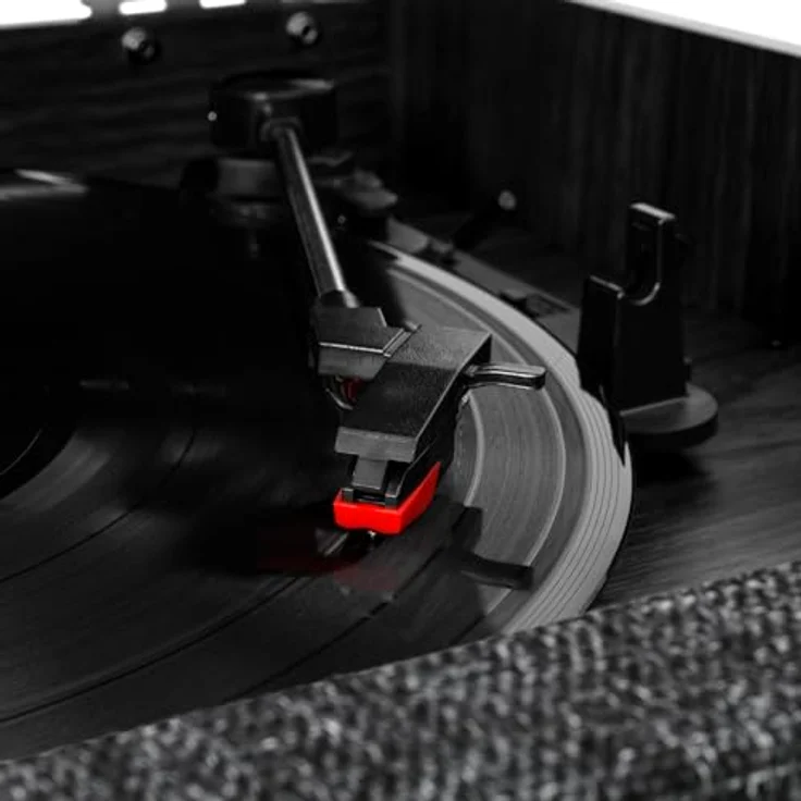 Victrola VTA-830SB-BLK-INT, Vollautomatischer Plattenspieler mit Bluetooth-Streaming, 3 Geschwindigkeiten und integriertem Kassettendeck, Schwarz – Bild 5