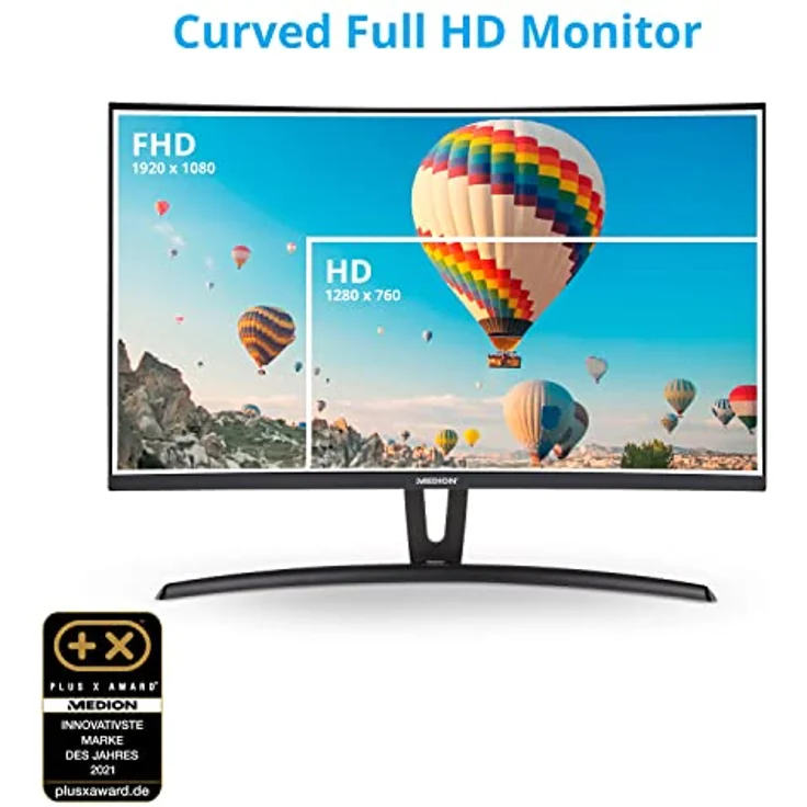 MEDION P52720 (MD 22020) 68,6 cm (27 Zoll) Full HD Curved Monitor mit integrierten Lautsprechern, HDMI, DVI-D, VGA, schwarz – Bild 2