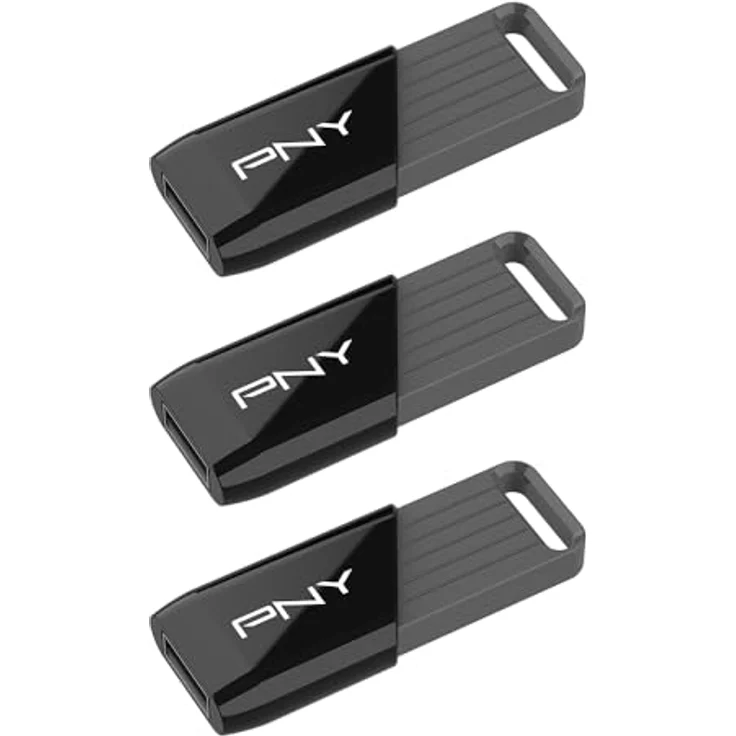 PNY Attaché X, USB 3.2 USB Stick mit 128 GB, bis zu 130 MB/s, schiebbares Gehäuse, schwarz, Pack x3 – Bild 2