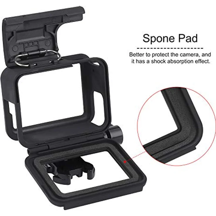 QIMEI-SHOP Gehäuse Rahmen für GoPro Hero 7/6/5/(2018) Black, robustes Schutzgehäuse mit präzisen Ausschnitten und Montagezubehör, schwarz – Bild 3