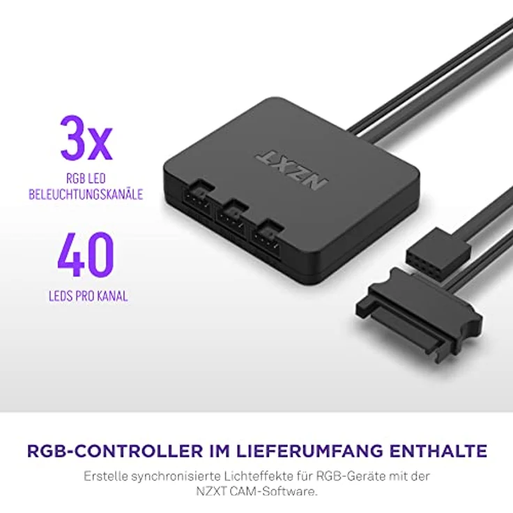 NZXT F120 RGB Duo Triple Pack - 3 x 120mm doppelseitiger RGB-Lüfter mit RGB-Controller – 20 einzeln adressierbare LEDs – Ausgeglichener Airflow und statischer Druck – Weiß – Bild 4