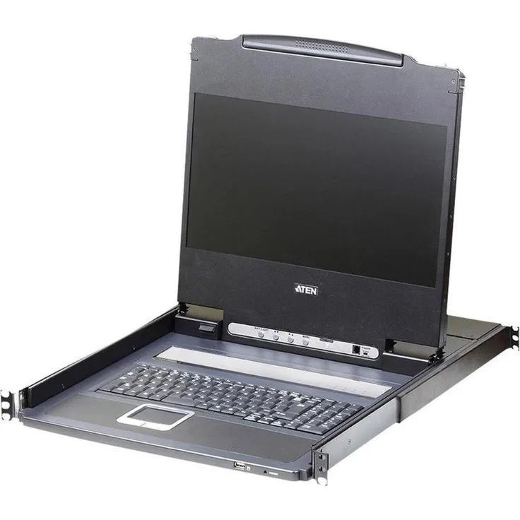 Aten CL6700MW SL 17,3"-LCD KVM Konsole mit USB, HDMI/DVI/VGA, 1U Rack-montierbar, Schwarz