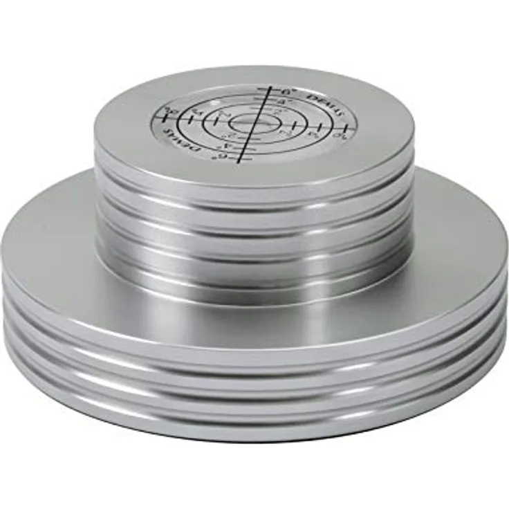 Dynavox Plattenspieler-Stabilizer PST300, Auflagegewicht mit Libelle aus Aluminium für Plattenspieler, Gewicht 300 g, Silber
