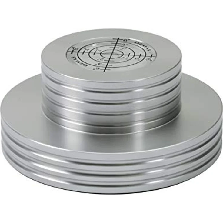Dynavox Plattenspieler-Stabilizer PST300, Auflagegewicht mit Libelle aus Aluminium für Plattenspieler, Gewicht 300 g, Silber – Bild 1